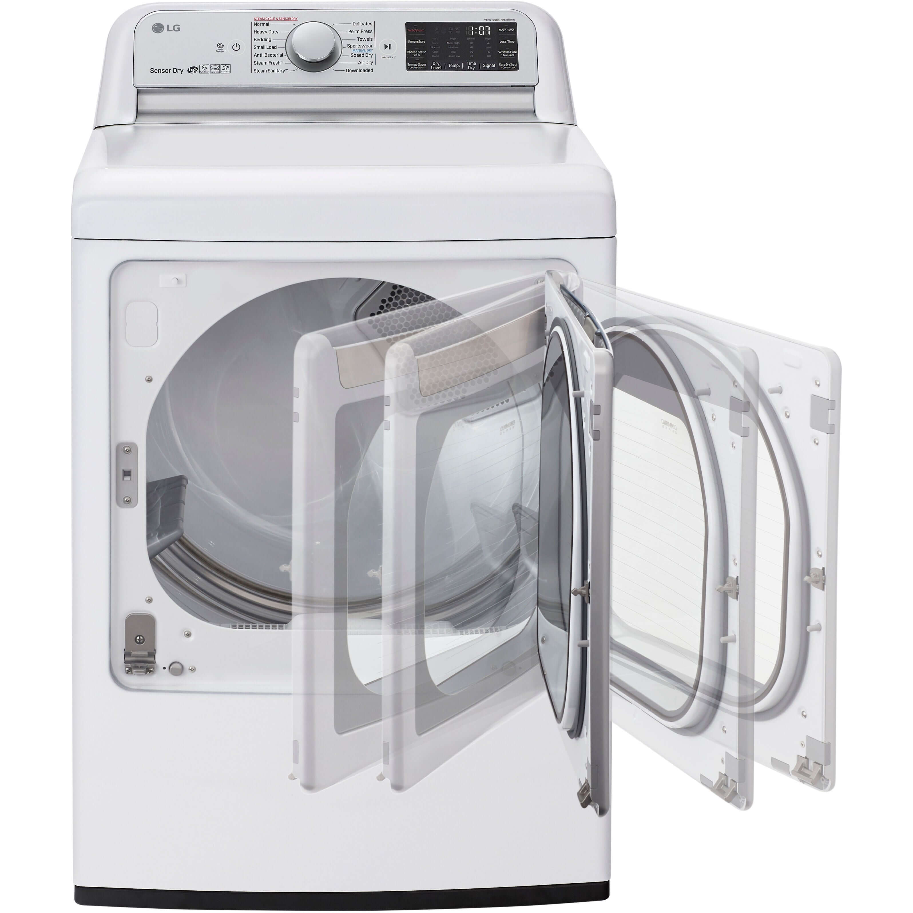 LG 27 Inch Smart wi-fi Enabled Electric Dryer with TurboSteam In White 7.3 cu. ft. (DLEX7800WE)