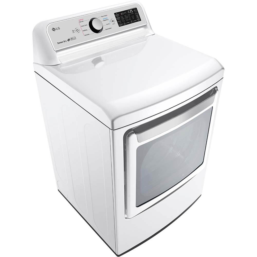 LG front-load gas dryer in white 