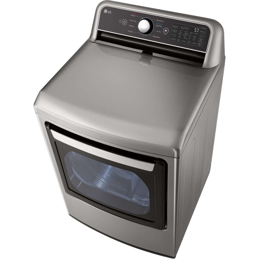 LG 7.3-Cu. Ft. Ultra Large Capacity Smart wi-fi Enabled Rear Control Gas Dryer with EasyLoad Door in Graphite Steel (DLG7401VE)