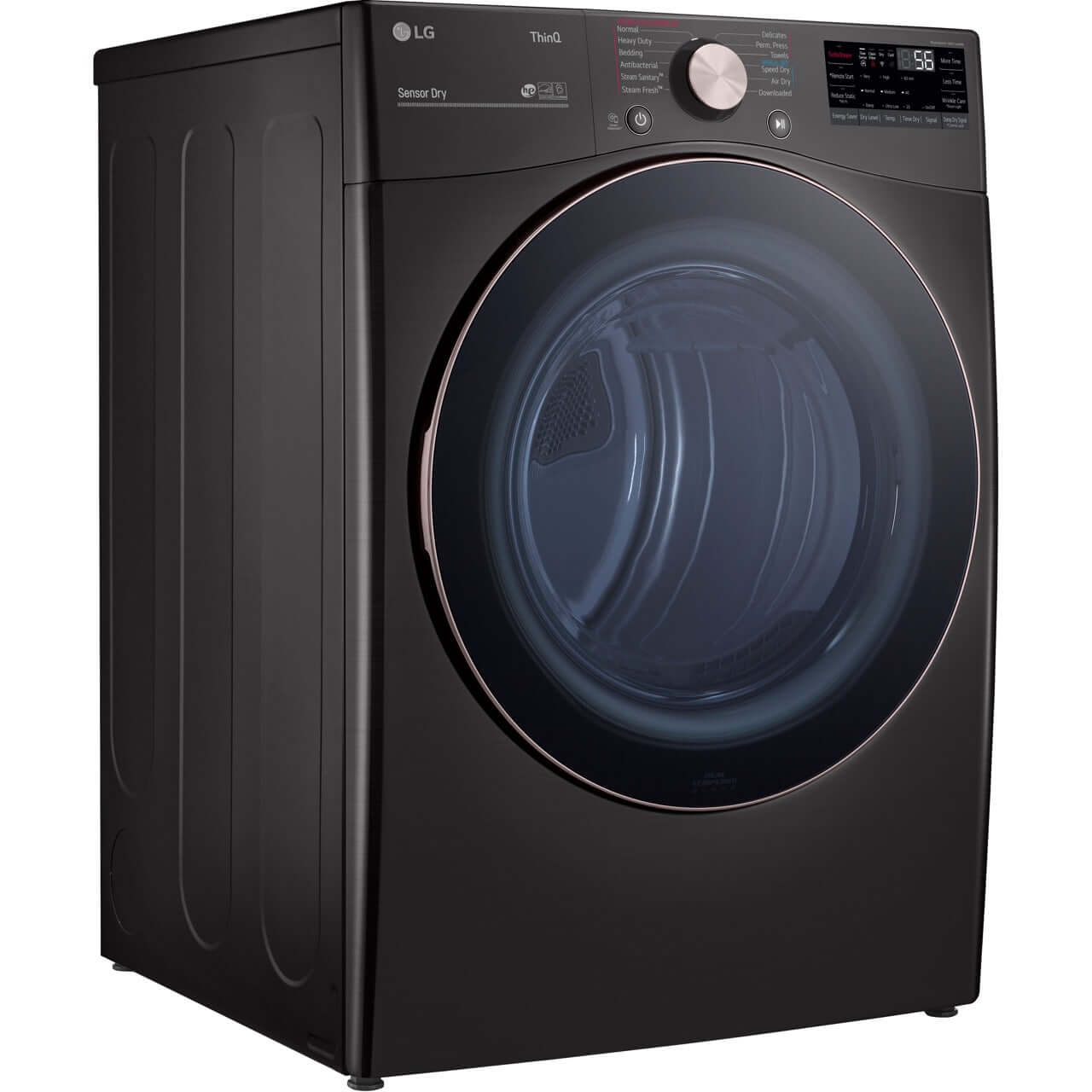 LG 27 In. 7.4-Cu. Ft. Front Load Gas Dryer with TurboSteam and Built-In Intelligence in Black Steel (DLGX4001B)