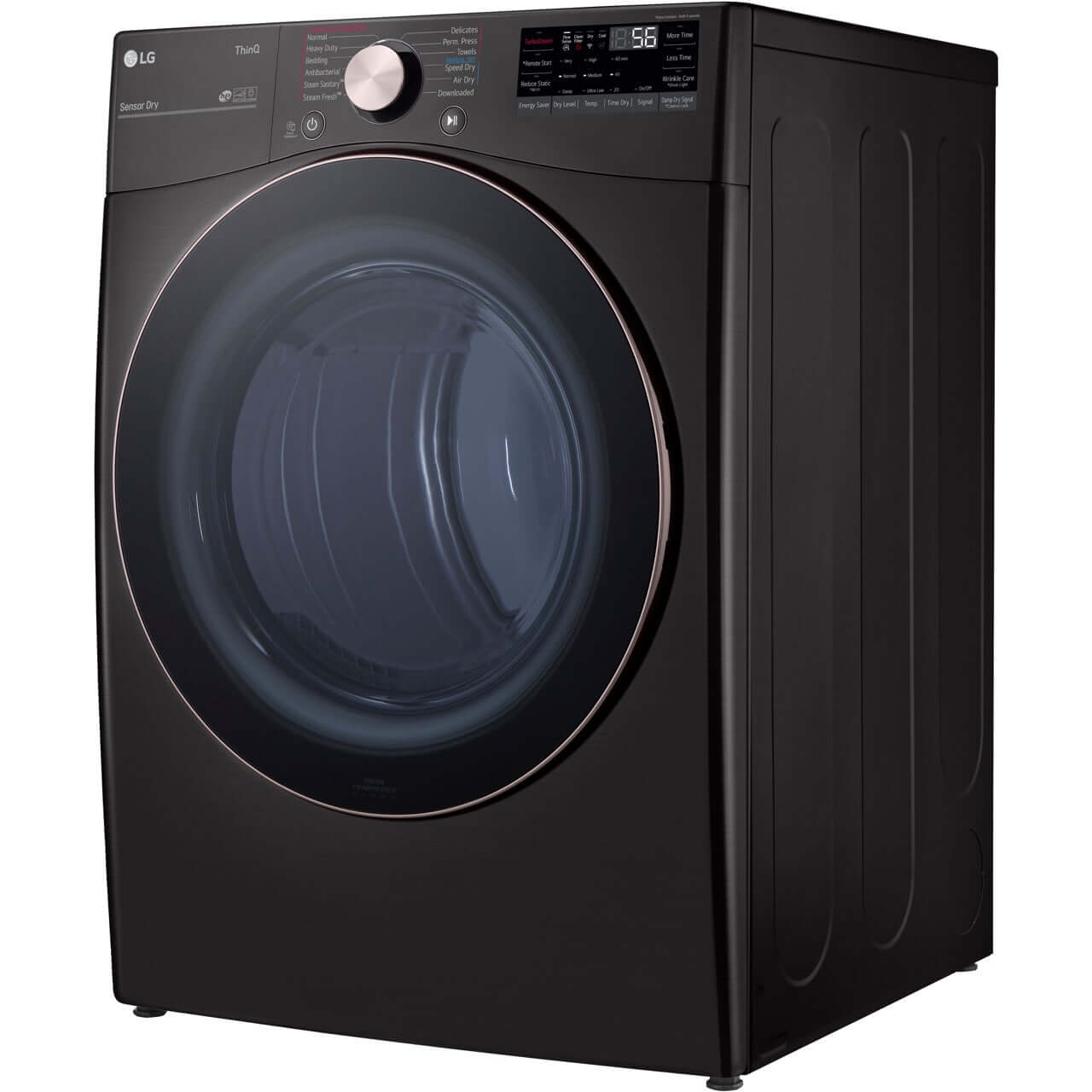 LG 27 In. 7.4-Cu. Ft. Front Load Gas Dryer with TurboSteam and Built-In Intelligence in Black Steel (DLGX4001B)