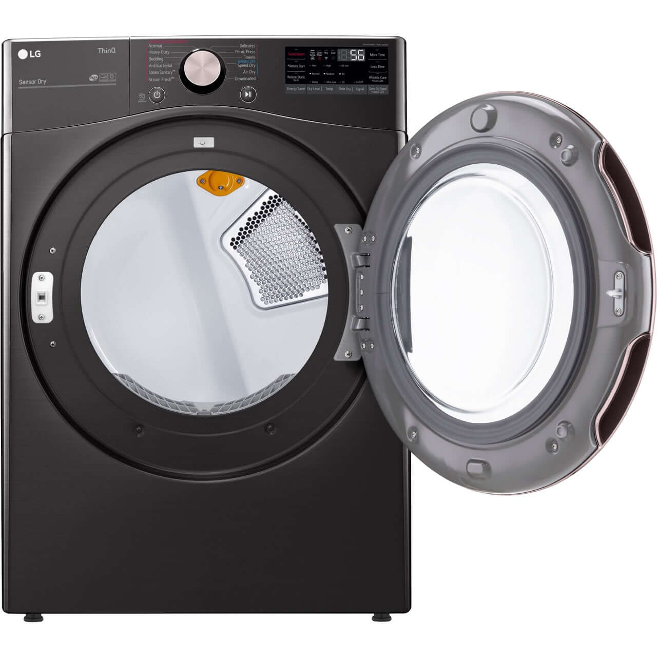 LG 27 In. 7.4-Cu. Ft. Front Load Gas Dryer with TurboSteam and Built-In Intelligence in Black Steel (DLGX4001B)