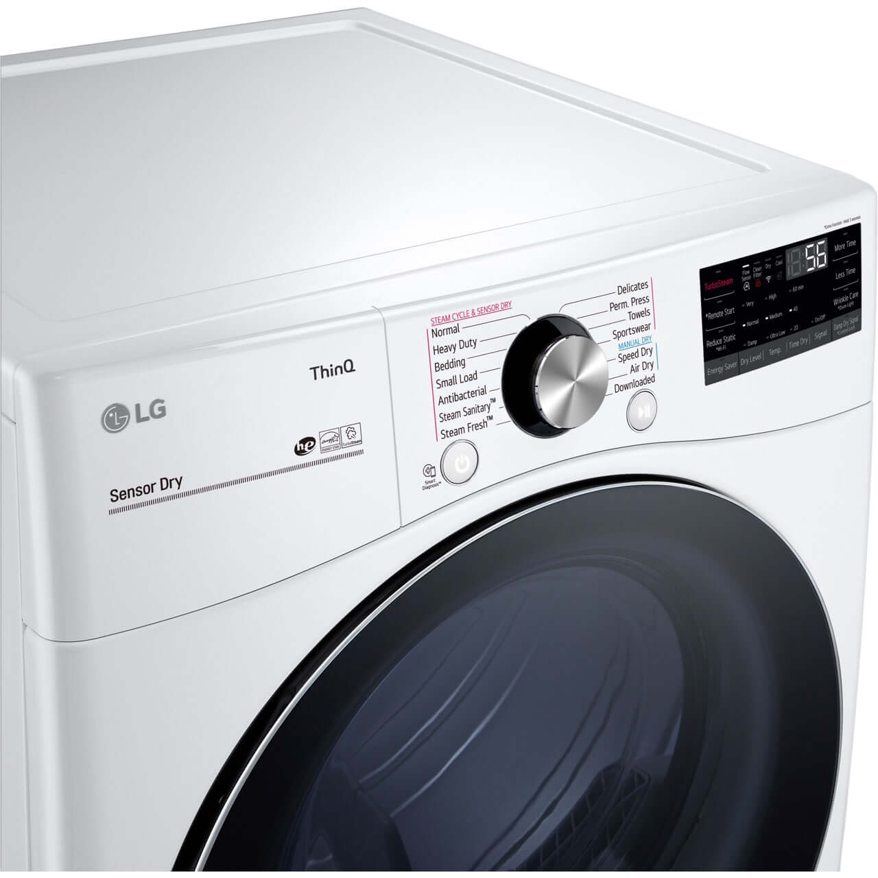 LG 27 In. 7.4-Cu. Ft. Front Load Gas Dryer with TurboSteam and Built-In Intelligence in White (DLGX4201W)