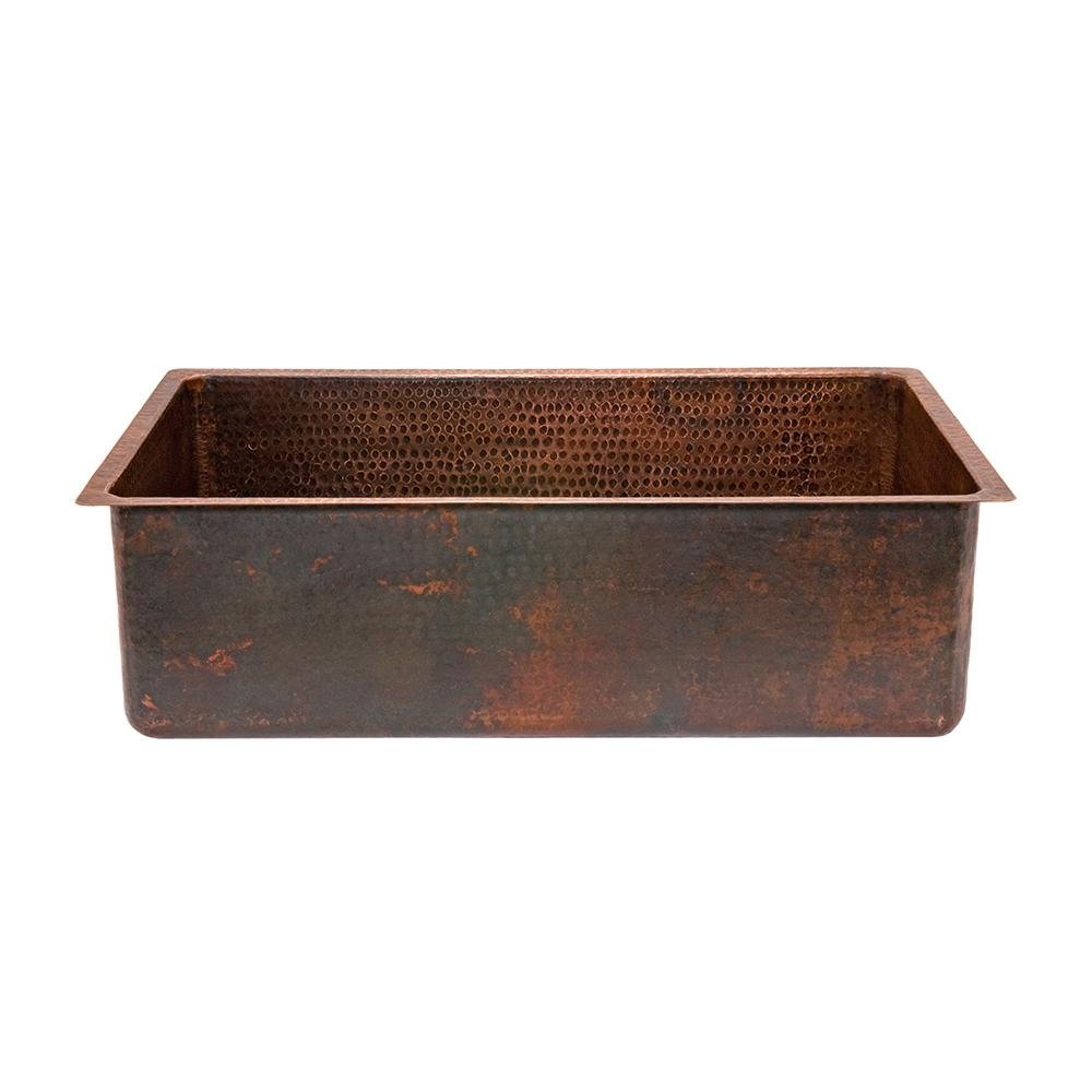 Hammered Copper Single Basin Kitchen Sink - Rustic Kitchen & Bath - Kitchen Sink - Premier Copper Products