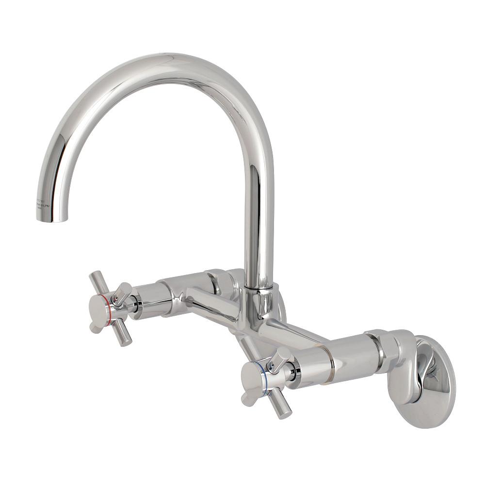 Kingston Brass Concord 8 in. Adjustable Center Wall Mount Kitchen Faucet (KS414) Polished Chrome