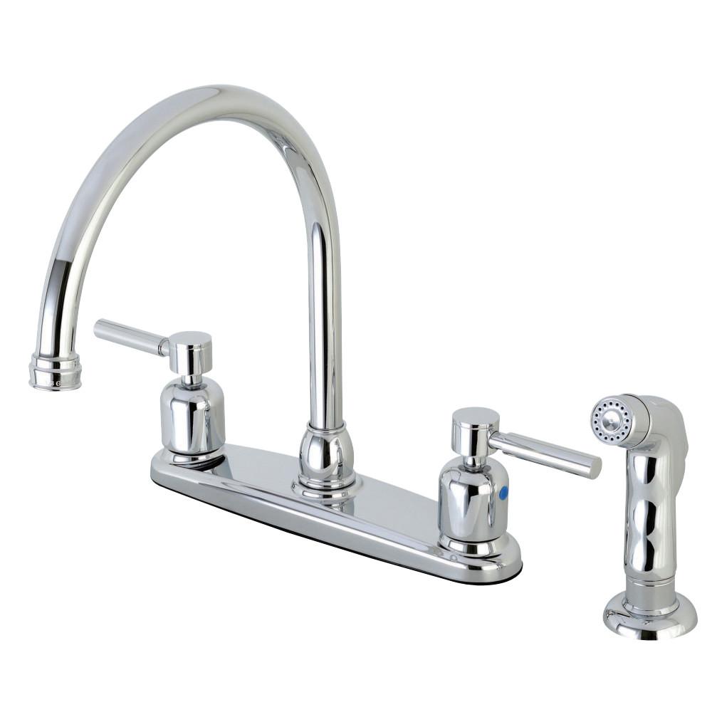 Kingston Brass Concord 8 in. Centerset Kitchen Faucet with Sprayer (FB791DLSP) Polished Chrome
