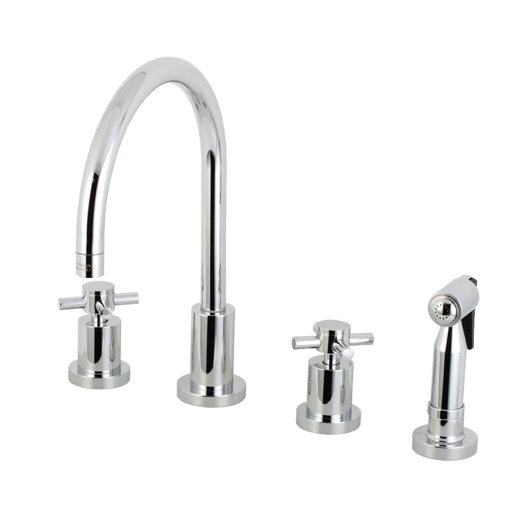 Kingston Brass Concord 8-Inch Widespread Kitchen Faucet with Brass Sprayer 