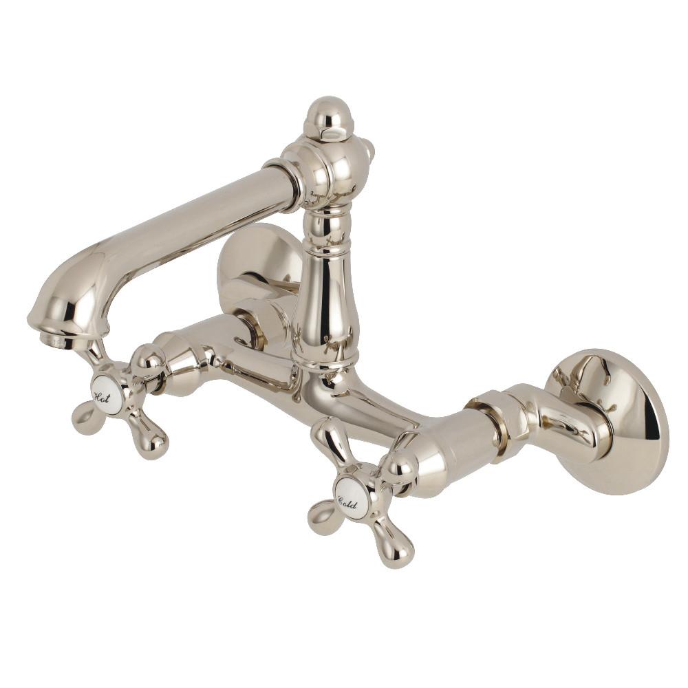 Kingston Brass English Country 6-Inch Adjustable Center Wall Mount Kitchen Faucet (KS7226AX) Polished Nickel