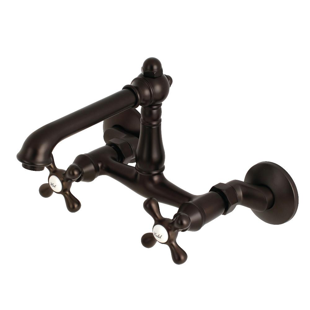 Kingston Brass English Country 6-Inch Adjustable Center Wall Mount Kitchen Faucet (KS7226AX) Oil Rubbed Bronze