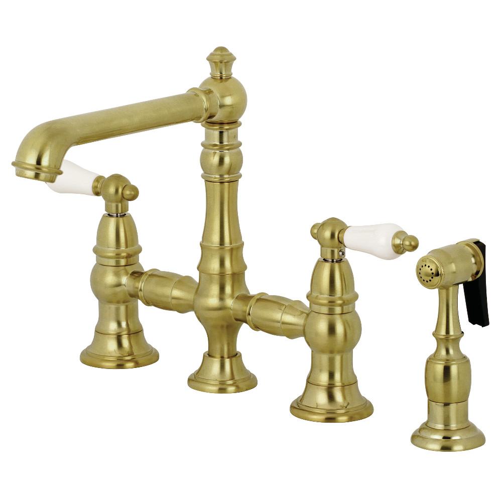 Kingston Brass English Country 8-Inch Bridge Kitchen Faucet with Spray