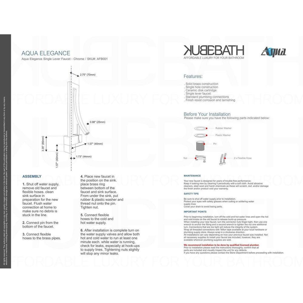KubeBath Aqua Elegance Single Lever Wide Spread Faucet in Chrome 