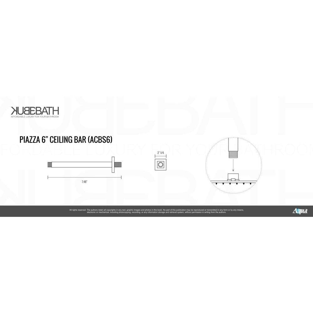 KubeBath 7 Piece Shower Set with 12" Ceiling Mount Square Rain Shower, Tub Filler and 4 Body Jets (CR3004JTF3V) 