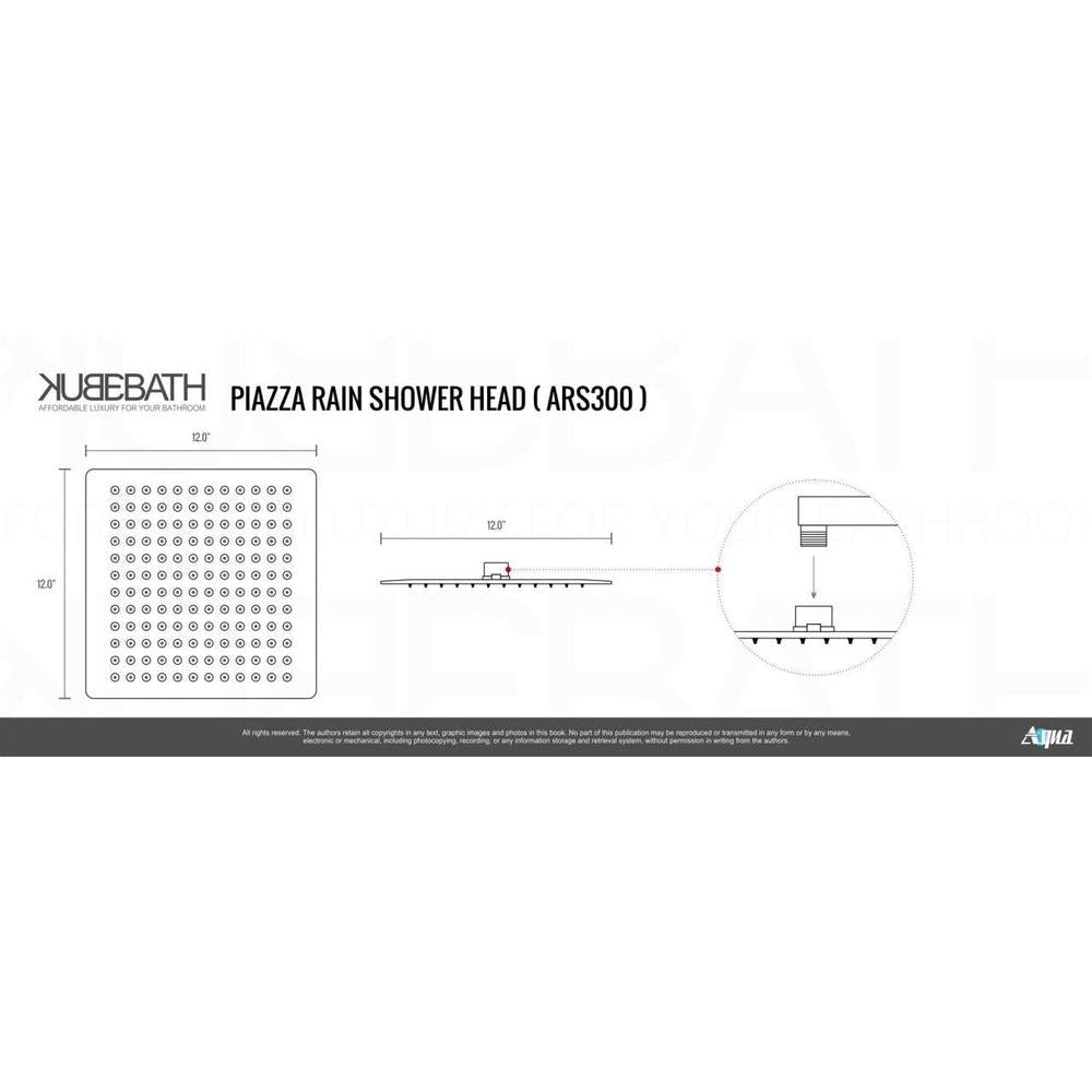 KubeBath 7 Piece Shower Set with 12" Ceiling Mount Square Rain Shower, Tub Filler and 4 Body Jets (CR3004JTF3V) 