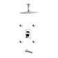 KubeBath 7 Piece Shower Set with 12" Ceiling Mount Square Rain Shower, Tub Filler and 4 Body Jets (CR3004JTF3V) 