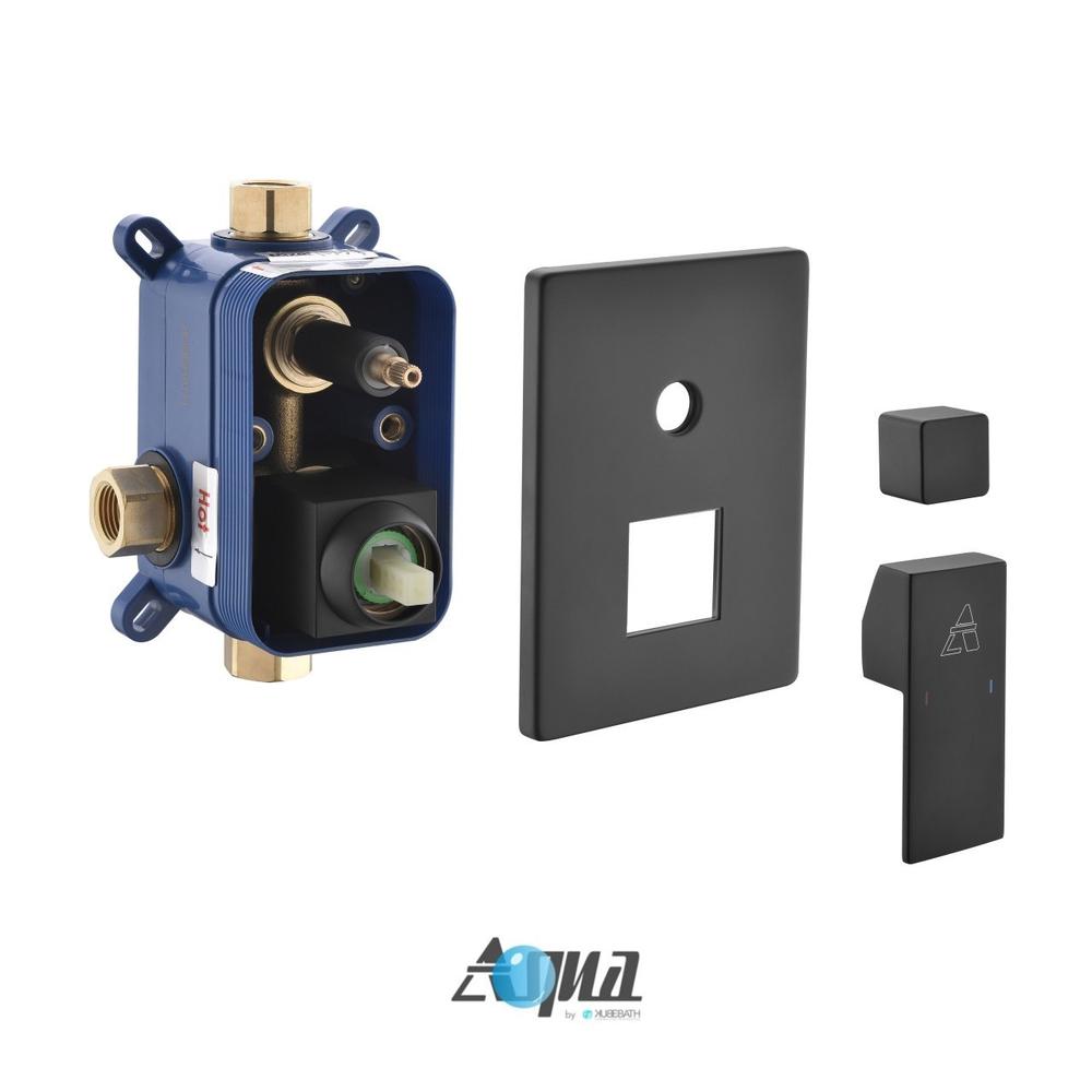 KubeBath 2 Piece Matte Black Shower Set with 12" Square Rain Shower and Handheld Shower 