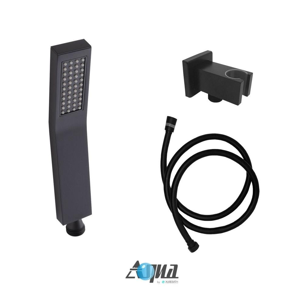 KubeBath 2 Piece Matte Black Shower Set with 12" Square Rain Shower and Handheld Shower 