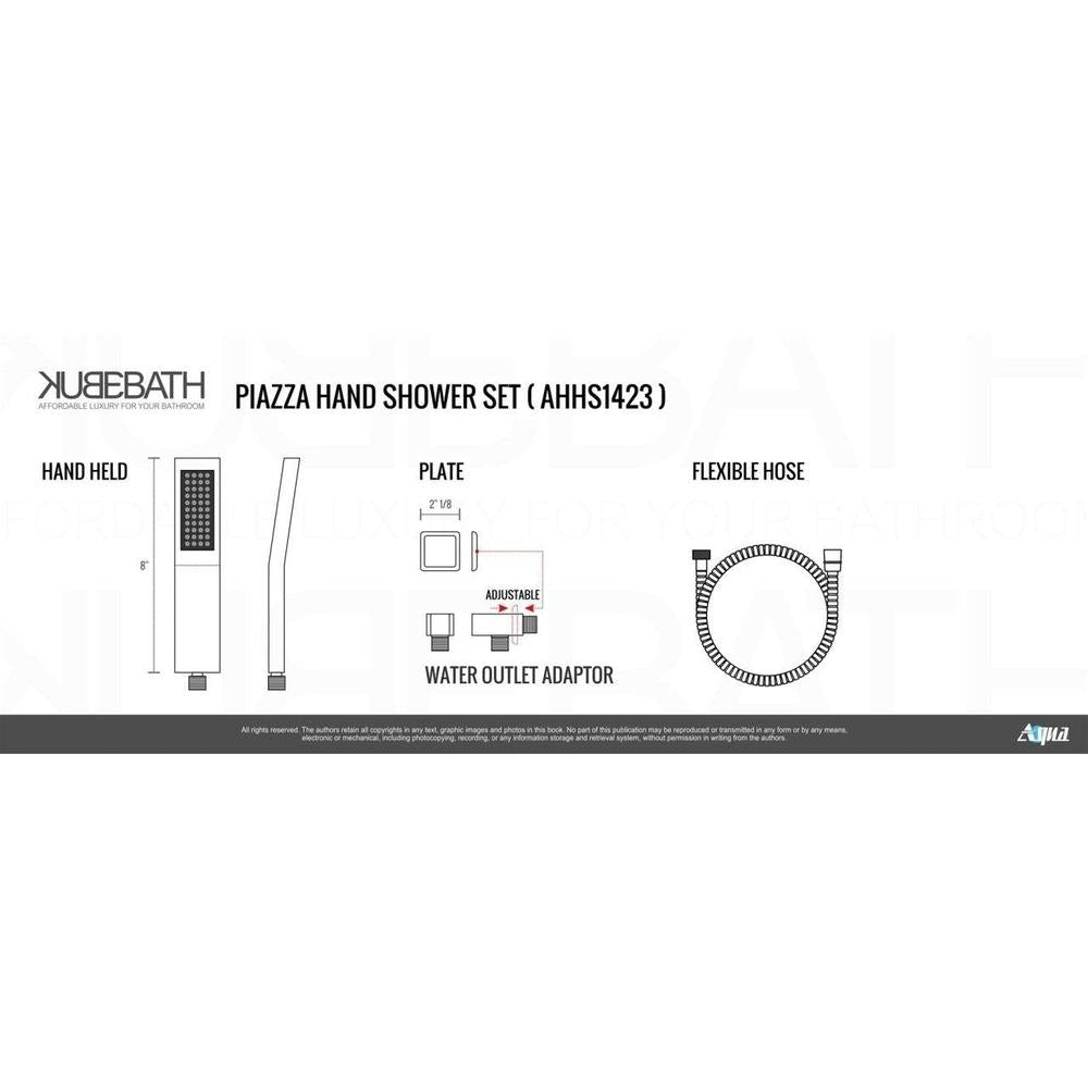 KubeBath 2 Piece Matte Black Shower Set with 12" Square Rain Shower and Handheld Shower 