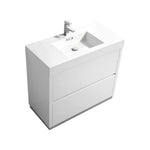 KubeBath Bliss 40 in. Free Standing Single Sink Modern Bathroom Vanity High Gloss White
