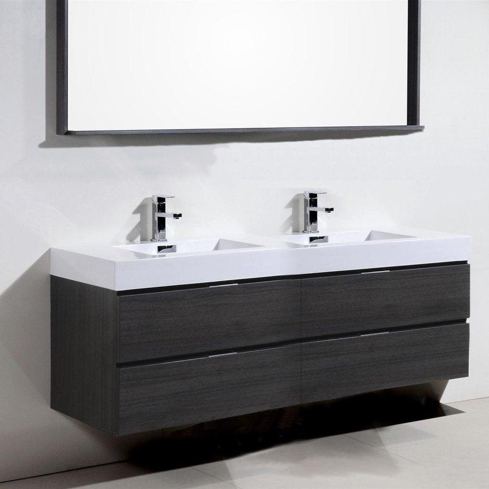 KubeBath Bliss 80 in. Wall Mount Double Sink Modern Bathroom Vanity 