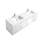 KubeBath Bliss 80 in. Wall Mount Double Sink Modern Bathroom Vanity High Gloss White
