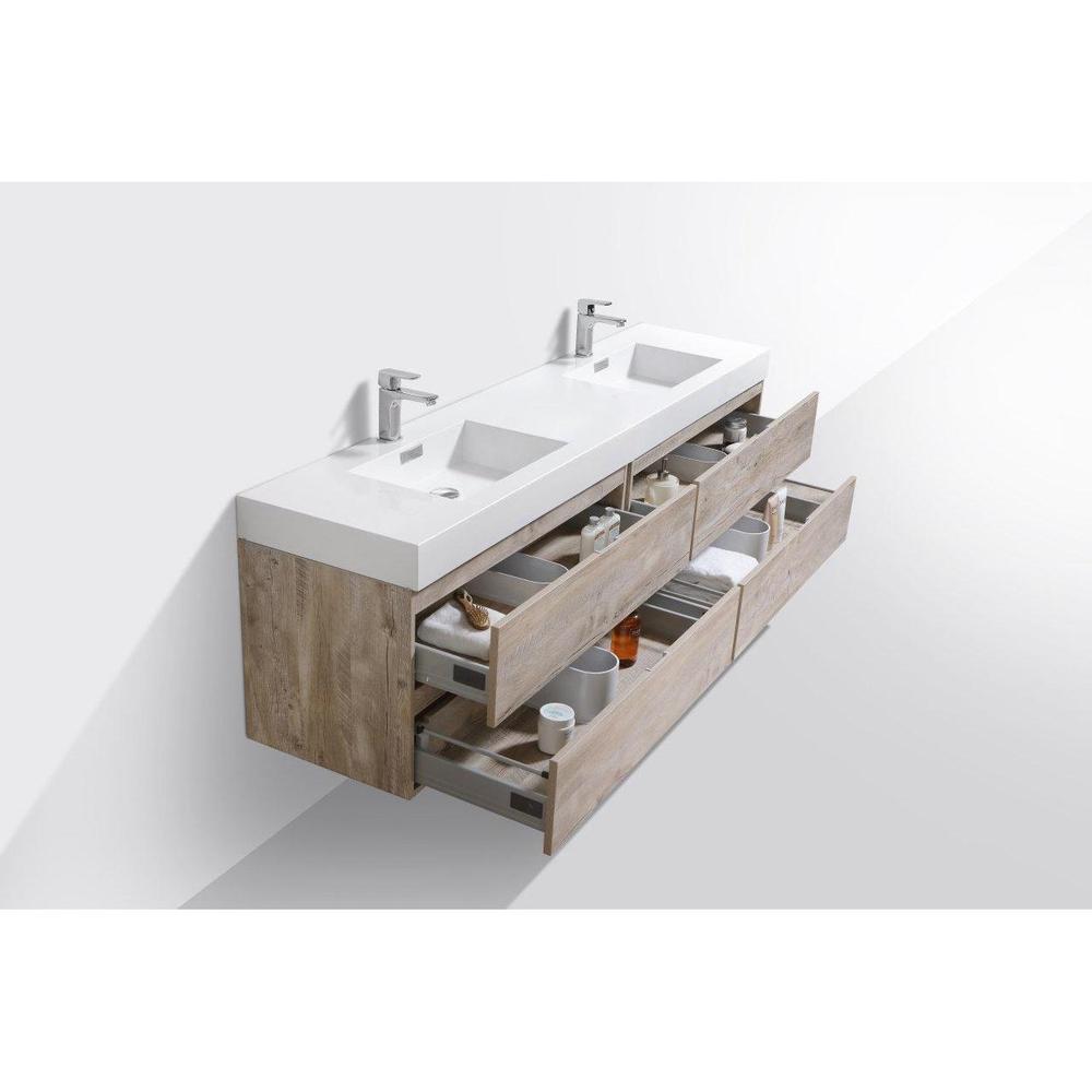 KubeBath Bliss 80 in. Wall Mount Double Sink Modern Bathroom Vanity 