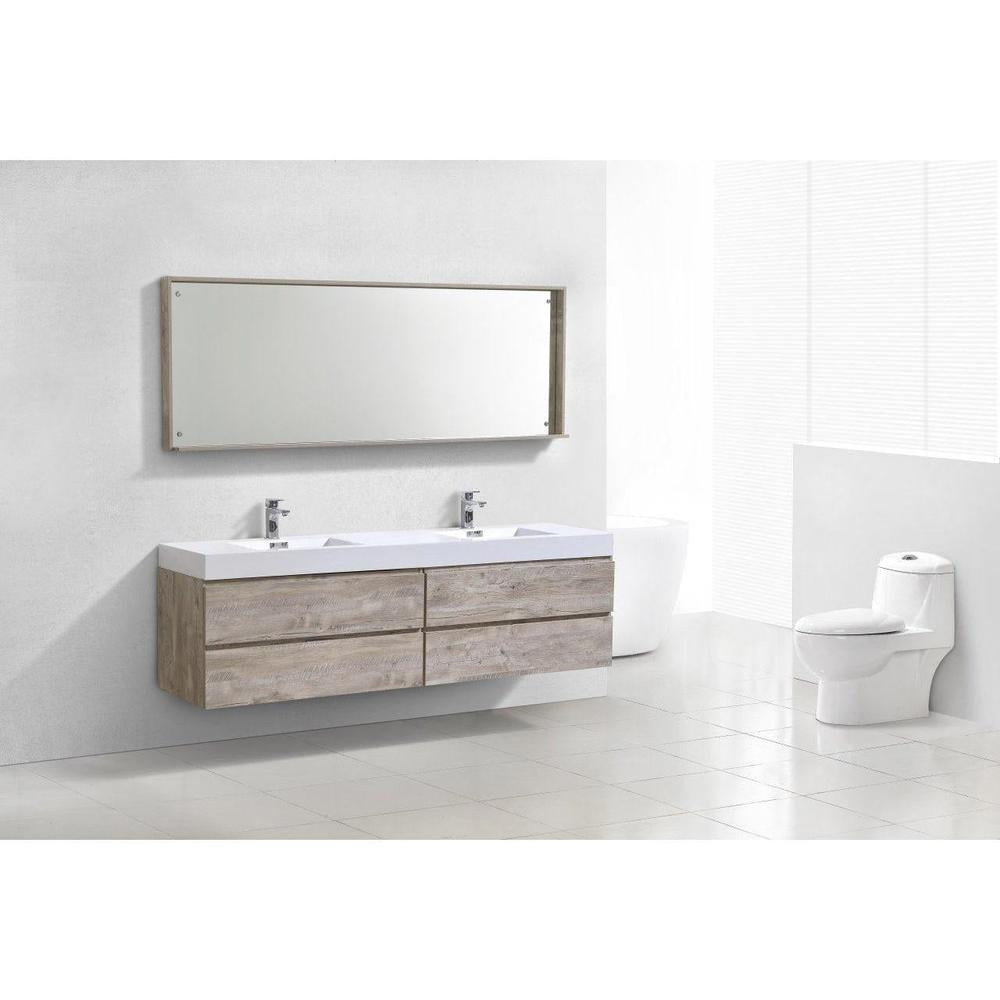 KubeBath Bliss 80 in. Wall Mount Double Sink Modern Bathroom Vanity 
