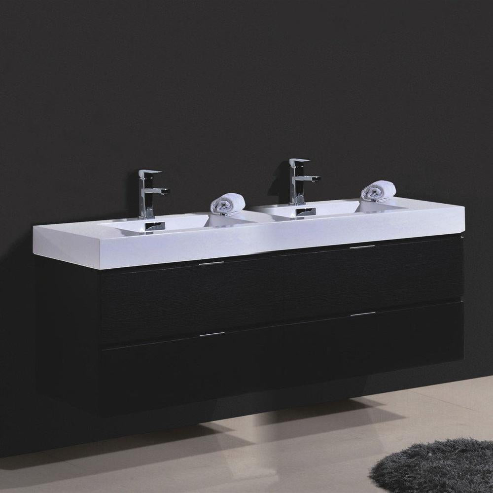KubeBath Bliss 80 in. Wall Mount Double Sink Modern Bathroom Vanity 