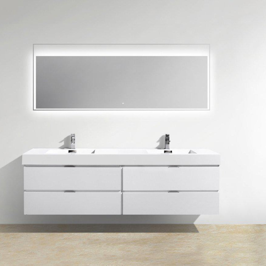 KubeBath Bliss 80 in. Wall Mount Double Sink Modern Bathroom Vanity 