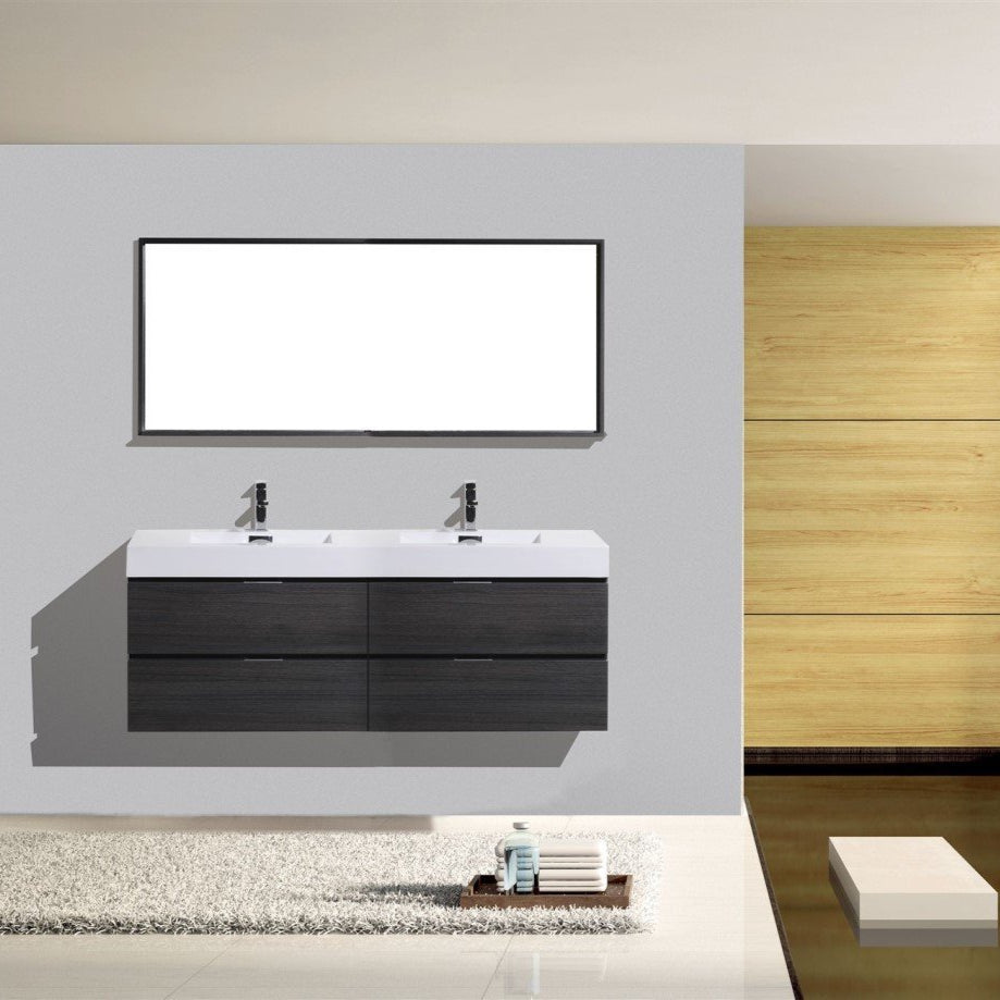 KubeBath Bliss 80 in. Wall Mount Double Sink Modern Bathroom Vanity 