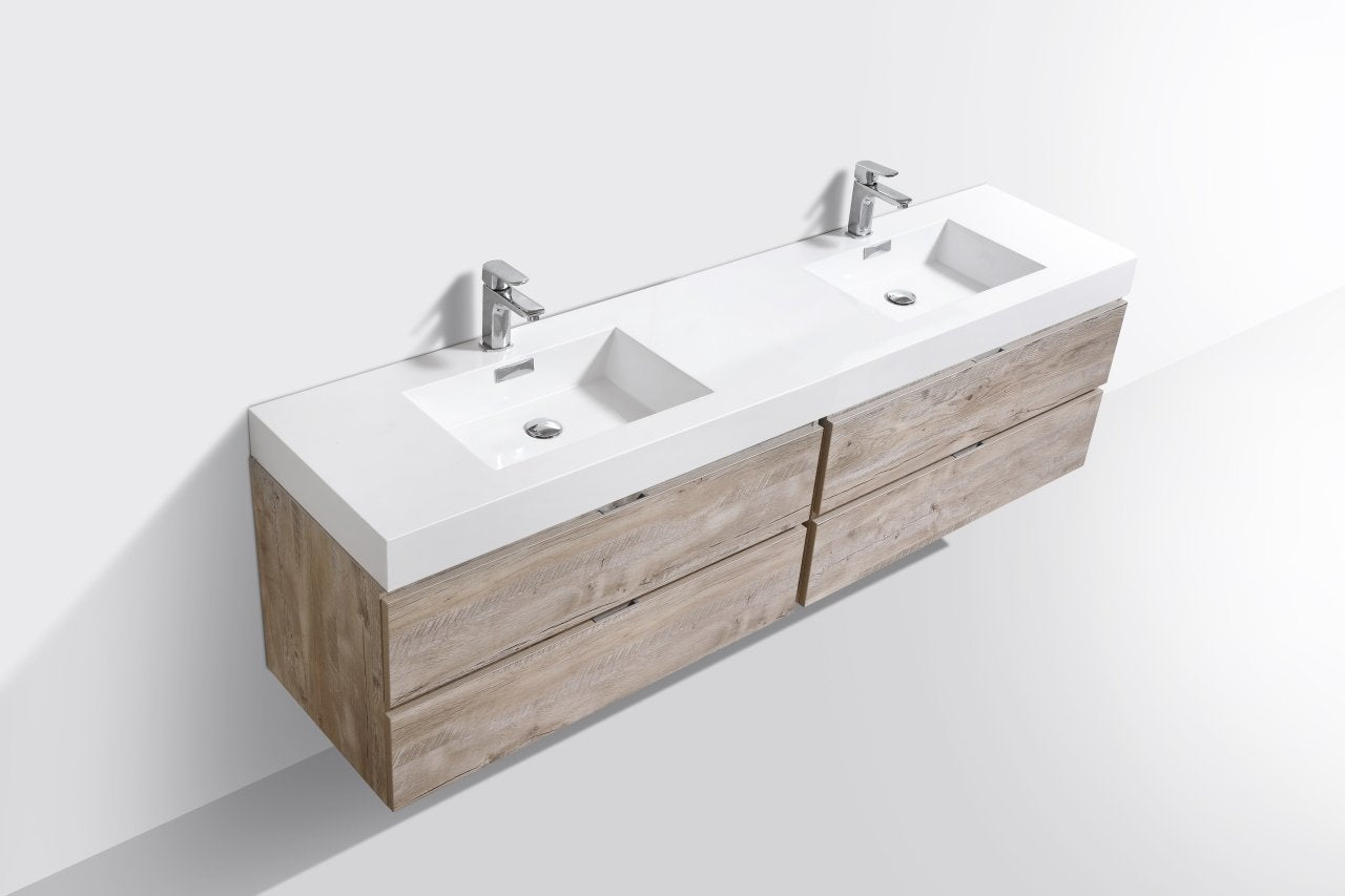 KubeBath Bliss 80" Double Sink Wall Mount Modern Bathroom Vanity - Rustic Kitchen & Bath - Vanities - KubeBath