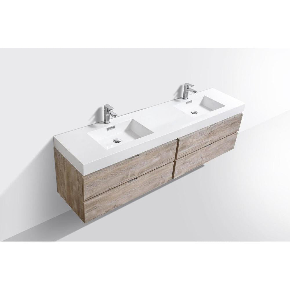 KubeBath Bliss 80 in. Wall Mount Double Sink Modern Bathroom Vanity 