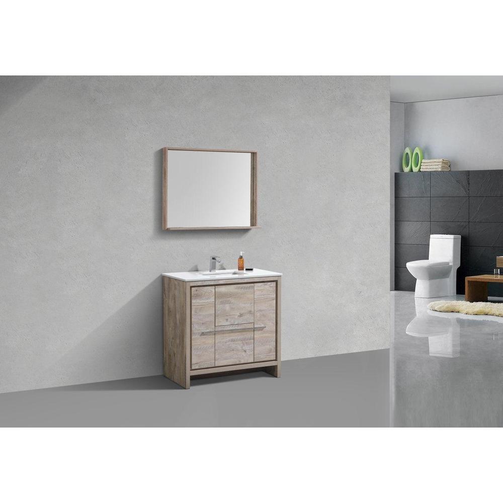 KubeBath Dolce 36 in. Freestanding Single Sink Modern Bathroom Vanity with White Quartz Counter-Top and Cabinet Color Options 
