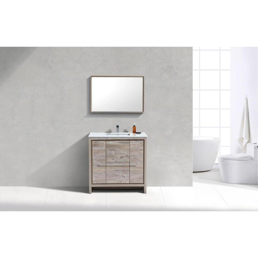 KubeBath Dolce 36 in. Freestanding Single Sink Modern Bathroom Vanity with White Quartz Counter-Top and Cabinet Color Options 