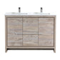 KubeBath Dolce 48 in. Freestanding Double Sink Modern Bathroom Vanity with White Quartz Counter-Top and Cabinet Color Options Nature Wood