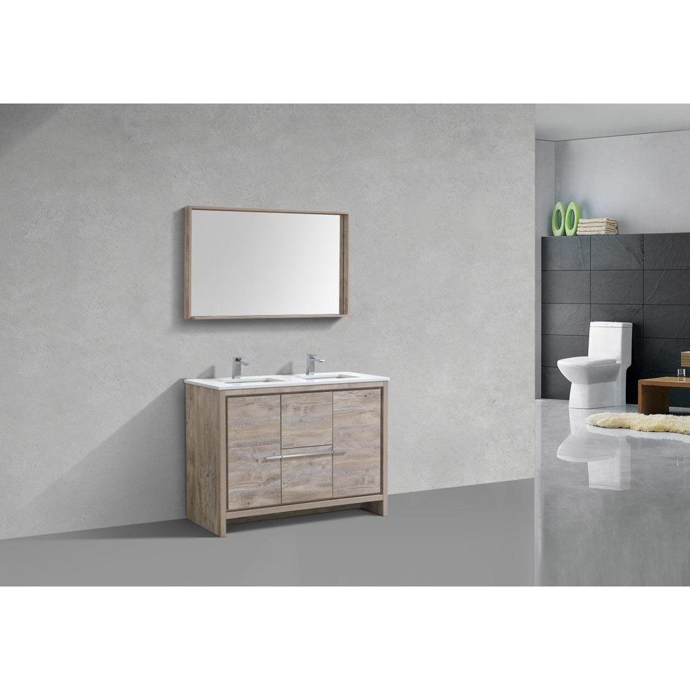 KubeBath Dolce 48 in. Freestanding Double Sink Modern Bathroom Vanity with White Quartz Counter-Top and Cabinet Color Options 