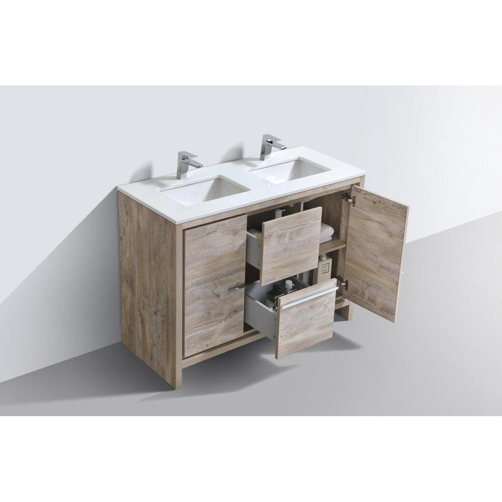 KubeBath Dolce 48 in. Freestanding Double Sink Modern Bathroom Vanity with White Quartz Counter-Top and Cabinet Color Options 
