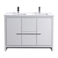 KubeBath Dolce 48 in. Freestanding Double Sink Modern Bathroom Vanity with White Quartz Counter-Top and Cabinet Color Options High Gloss White