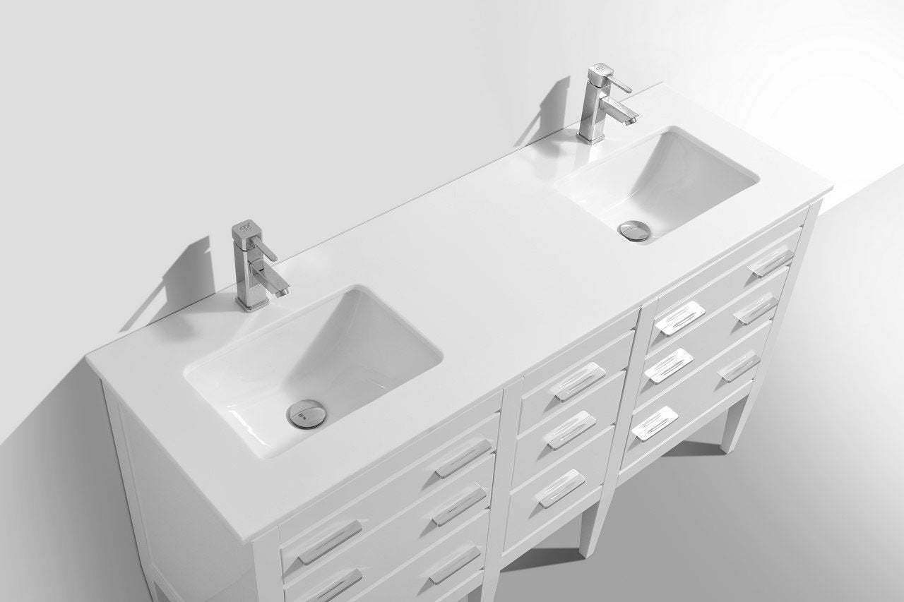 KubeBath Eiffel 60'' Double Sink Vanity W/ Quartz Counter Top - Rustic Kitchen & Bath - Vanities - KubeBath