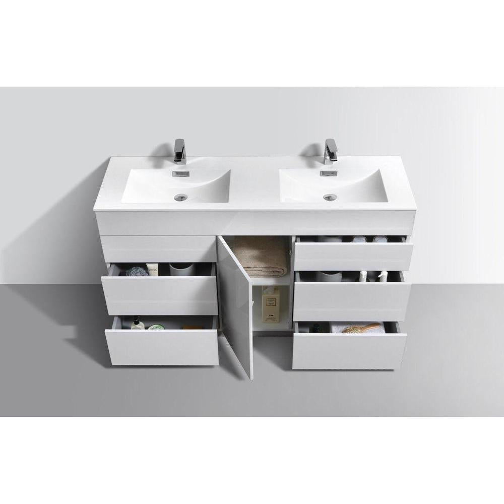 KubeBath Milano 60 in. Double Sink Modern Bathroom Vanity with Color Options 