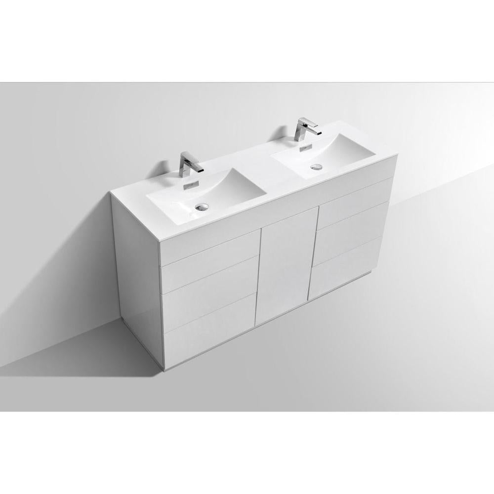 KubeBath Milano 60 in. Double Sink Modern Bathroom Vanity with Color Options 