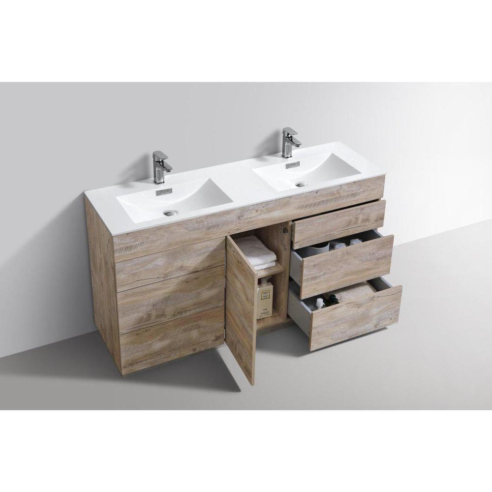 KubeBath Milano 60 in. Double Sink Modern Bathroom Vanity with Color Options 
