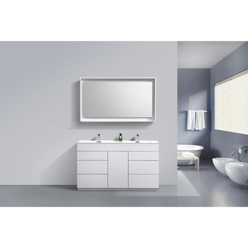 KubeBath Milano 60 in. Double Sink Modern Bathroom Vanity with Color Options 
