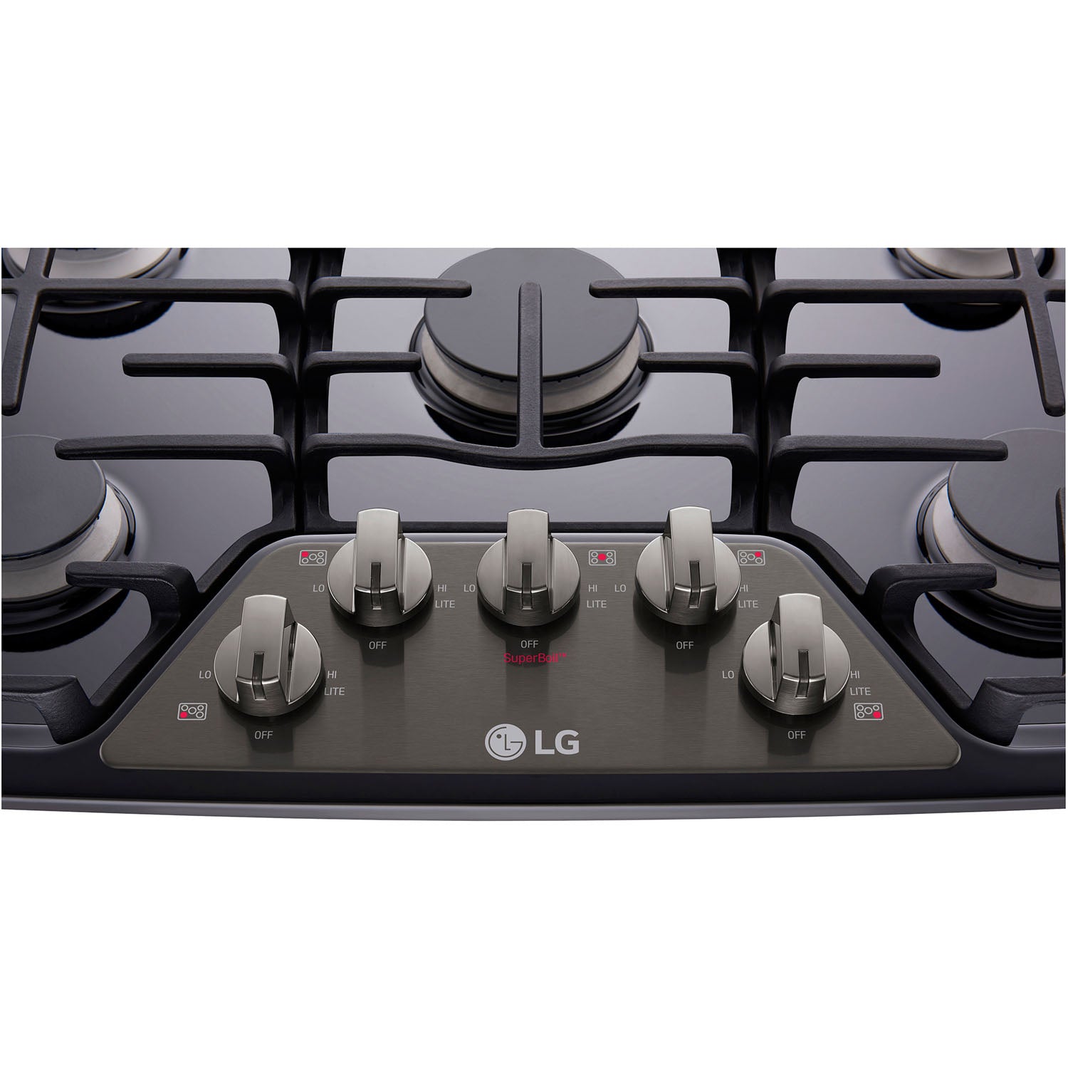 LG 30-in. Gas Cooktop with 17K BTU Center Burner in Black Stainless Steel (LCG3011BD)