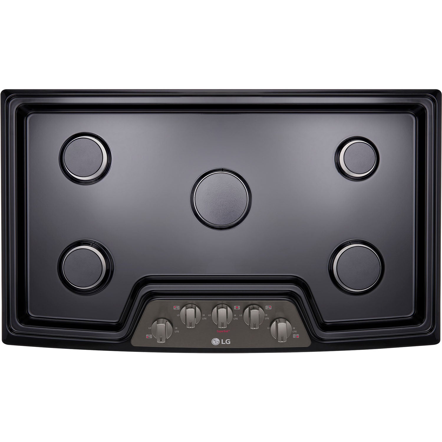 LG 36-In. Gas Cooktop with 17K BTU Center Burner in Black Stainless Steel (LCG3611BD)