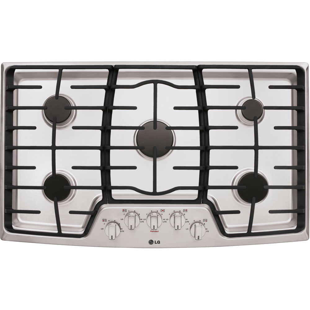 LG 36-In. Gas Cooktop with 17K BTU Center Burner (LCG3611ST)