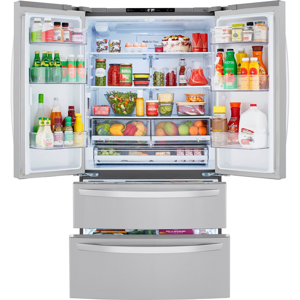 LG 36 Inch 4-Door French Door Refrigerator in Stainless Steel 23 Cu. Ft. (LMWC23626S)