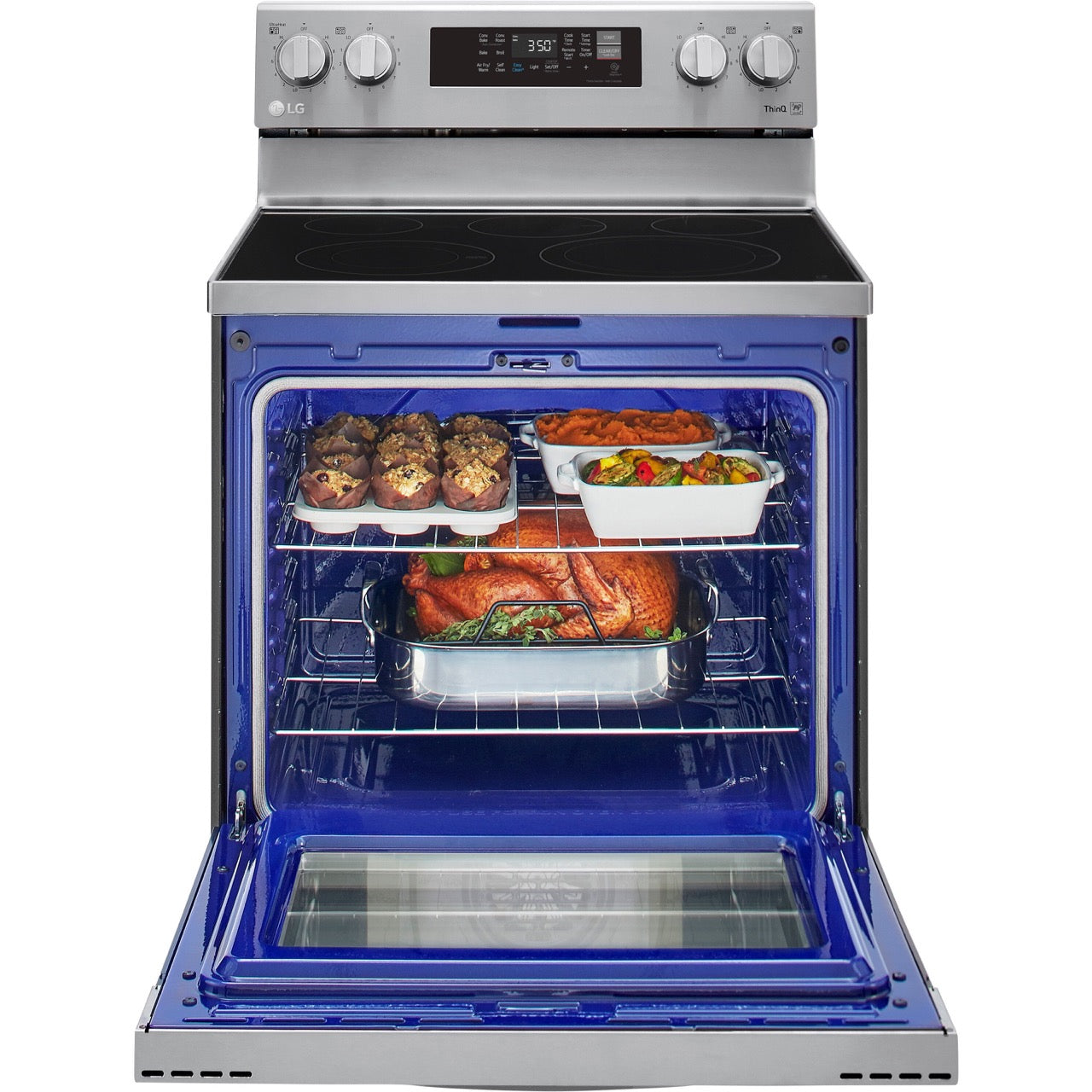 LG 6.3-Cu. Ft. Electric Smart Range with EasyClean and AirFry Stainless Steel (LREL6323S)