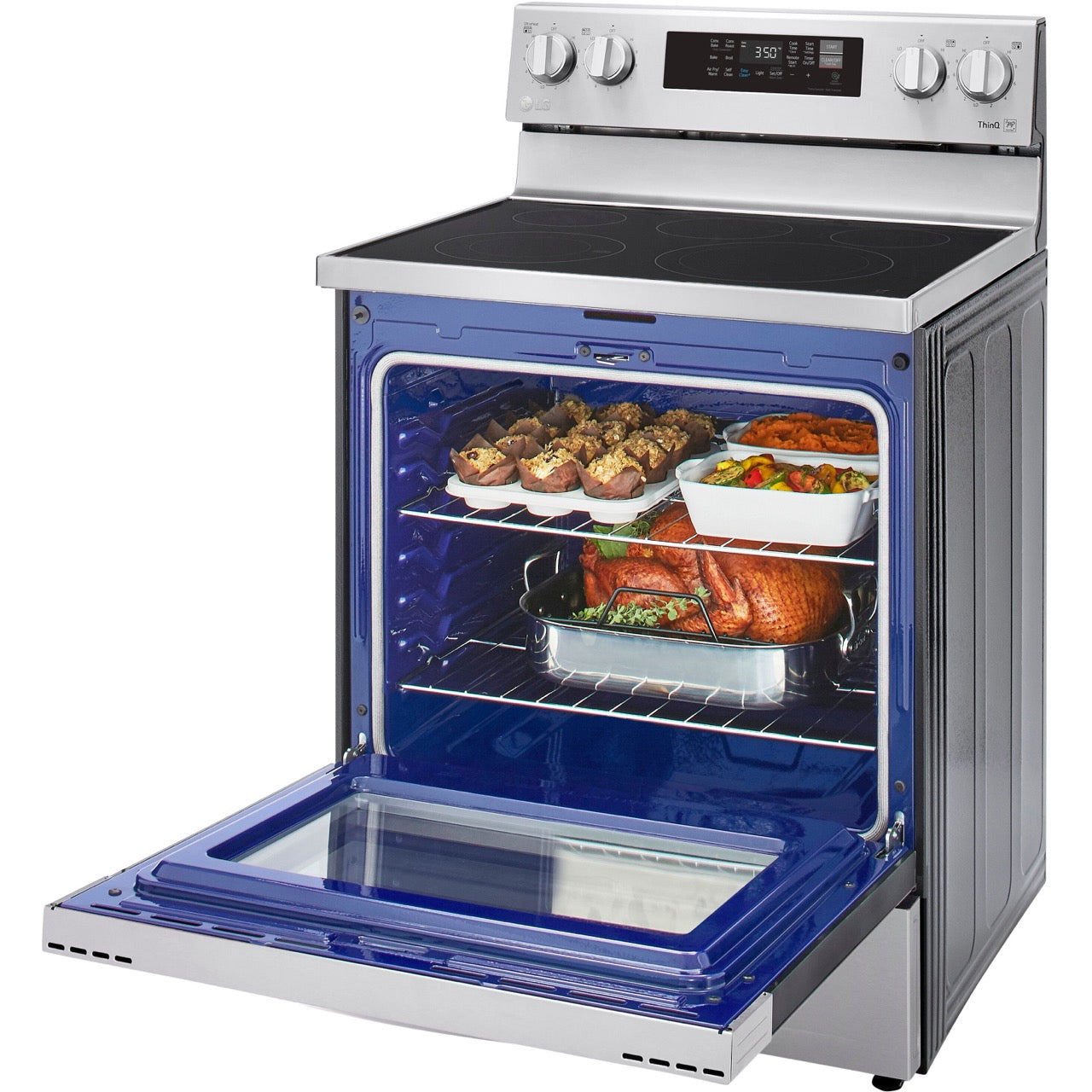LG 6.3-Cu. Ft. Electric Smart Range with EasyClean and AirFry Stainless Steel (LREL6323S)