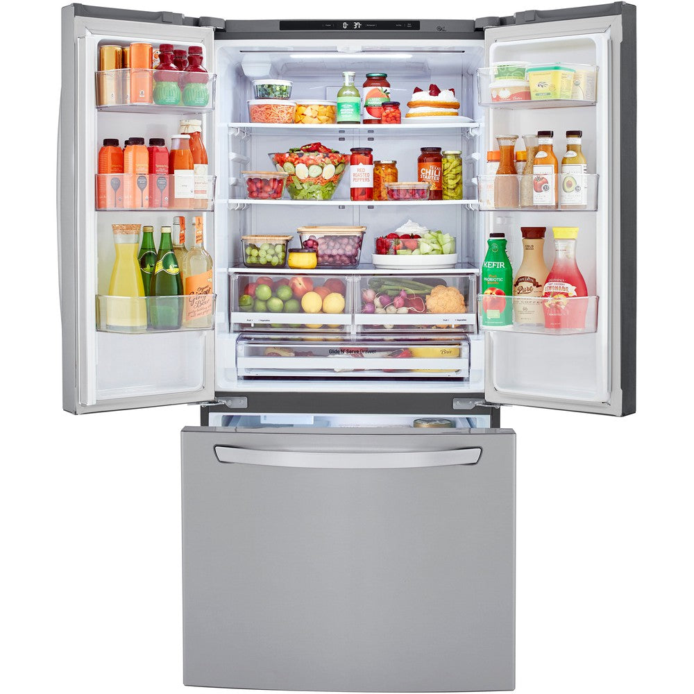 LG 33 Inch 3-Door French Door Refrigerator in Stainless Steel 25.1 Cu. Ft. (LRFCS2503S)