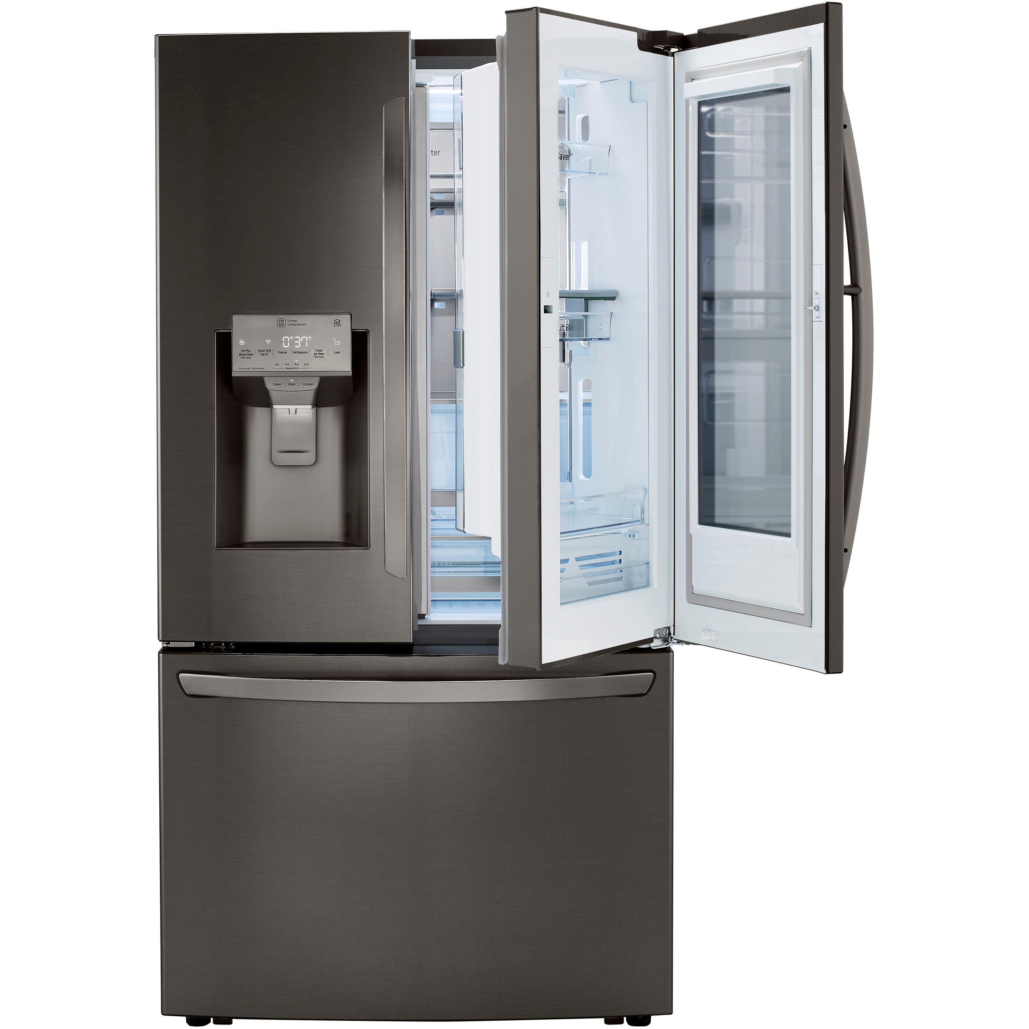 LG 36 Inch Counter-Depth French Door Refrigerator in Black Stainless Steel 24 Cu. Ft. (LRFVC2406D)